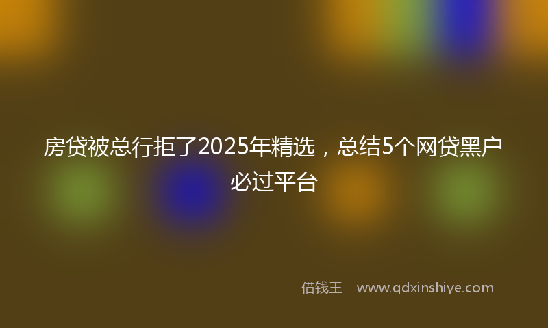 房贷被总行拒了2025年精选，总结5个网贷黑户必过平台