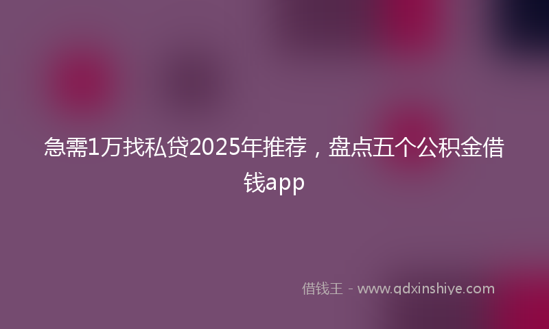 急需1万找私贷2025年推荐，盘点五个公积金借钱app