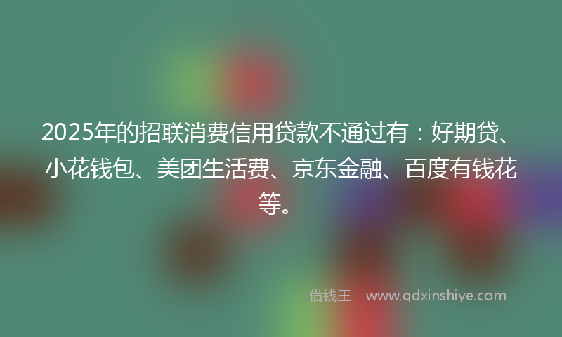 2025年的招联消费信用贷款不通过有：好期贷、小花钱包、美团生活费、京东金融、百度有钱花等。