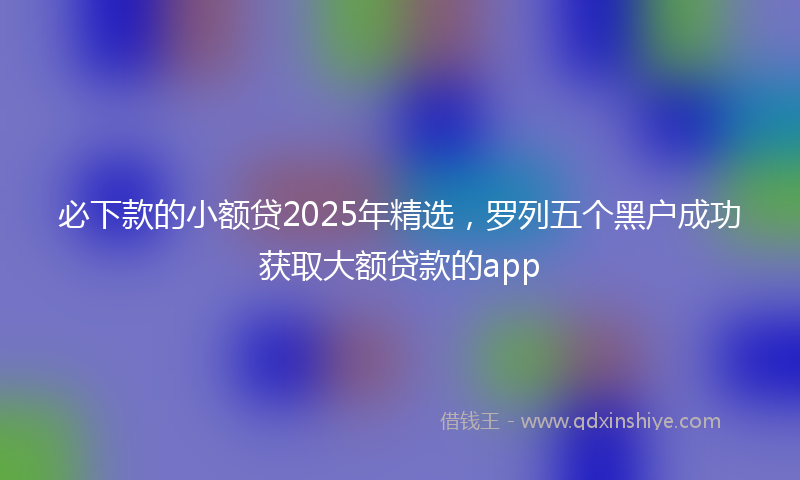 必下款的小额贷2025年精选，罗列五个黑户成功获取大额贷款的app