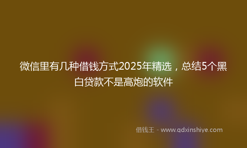 微信里有几种借钱方式2025年精选，总结5个黑白贷款不是高炮的软件