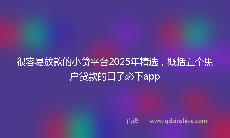 很容易放款的小贷平台2025年精选，概括五个黑户贷款的口子必下app