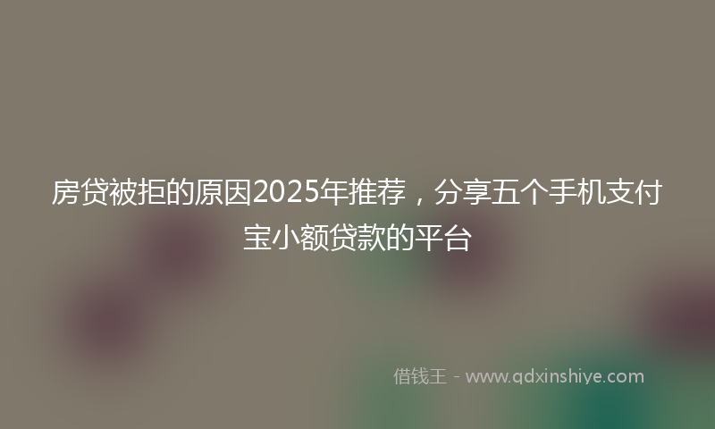 房贷被拒的原因2025年推荐，分享五个手机支付宝小额贷款的平台