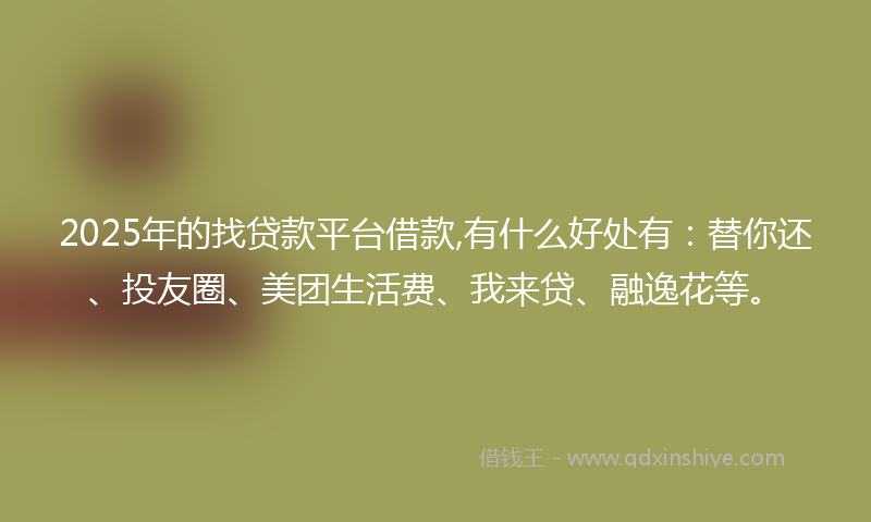 2025年的找贷款平台借款,有什么好处有：替你还、投友圈、美团生活费、我来贷、融逸花等。