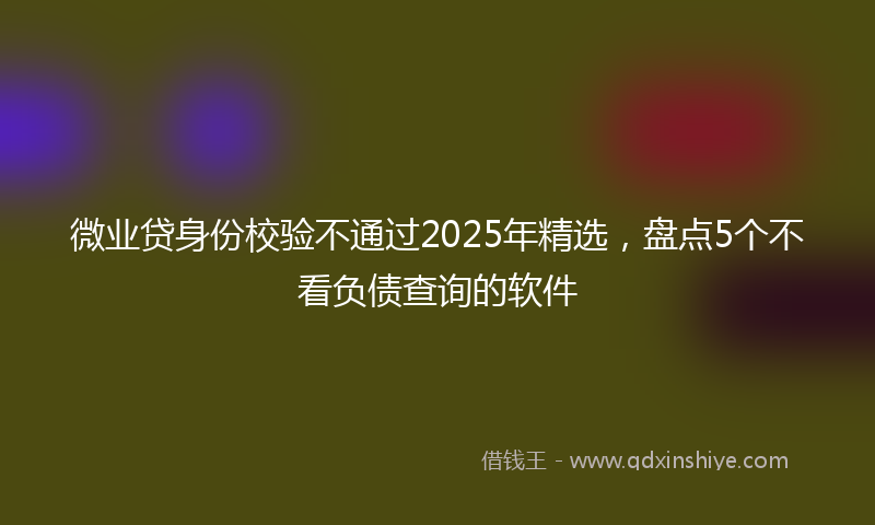 微业贷身份校验不通过2025年精选，盘点5个不看负债查询的软件