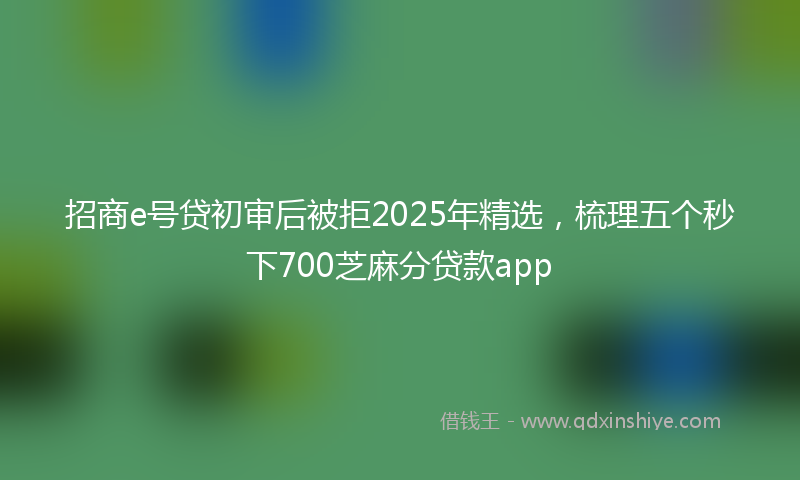 招商e号贷初审后被拒2025年精选，梳理五个秒下700芝麻分贷款app