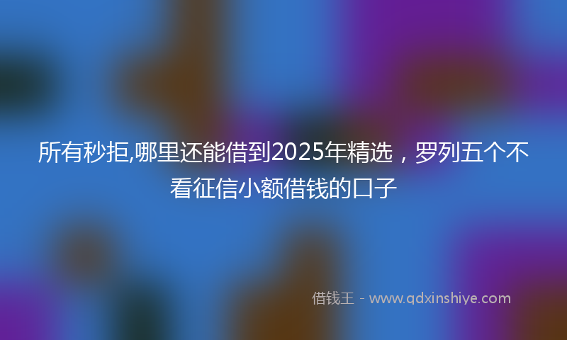所有秒拒,哪里还能借到2025年精选，罗列五个不看征信小额借钱的口子
