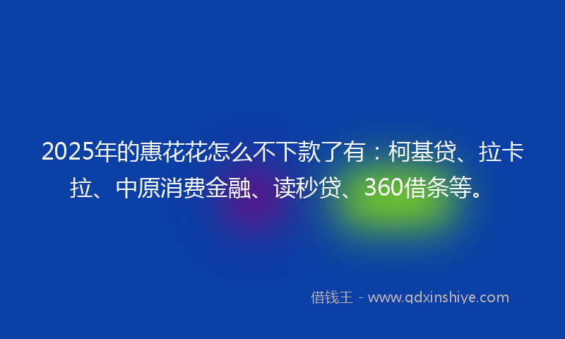 2025年的惠花花怎么不下款了有：柯基贷、拉卡拉、中原消费金融、读秒贷、360借条等。