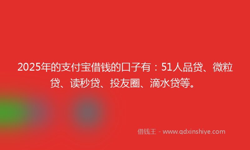 2025年的支付宝借钱的口子有：51人品贷、微粒贷、读秒贷、投友圈、滴水贷等。