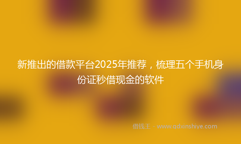 新推出的借款平台2025年推荐，梳理五个手机身份证秒借现金的软件