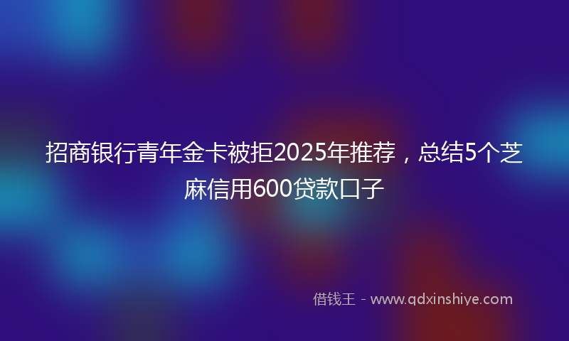 招商银行青年金卡被拒2025年推荐，总结5个芝麻信用600贷款口子