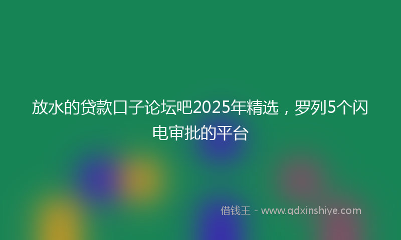 放水的贷款口子论坛吧2025年精选，罗列5个闪电审批的平台