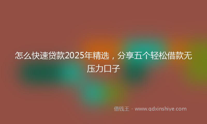 怎么快速贷款2025年精选，分享五个轻松借款无压力口子