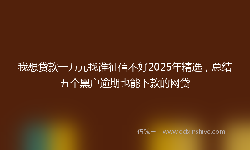 我想贷款一万元找谁征信不好2025年精选，总结五个黑户逾期也能下款的网贷