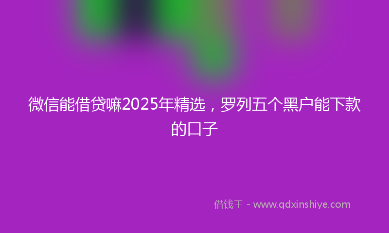 微信能借贷嘛2025年精选，罗列五个黑户能下款的口子