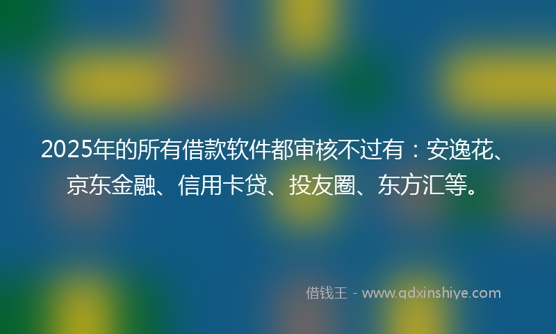 2025年的所有借款软件都审核不过有：安逸花、京东金融、信用卡贷、投友圈、东方汇等。