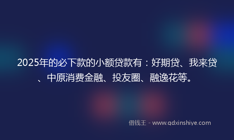 2025年的必下款的小额贷款有：好期贷、我来贷、中原消费金融、投友圈、融逸花等。
