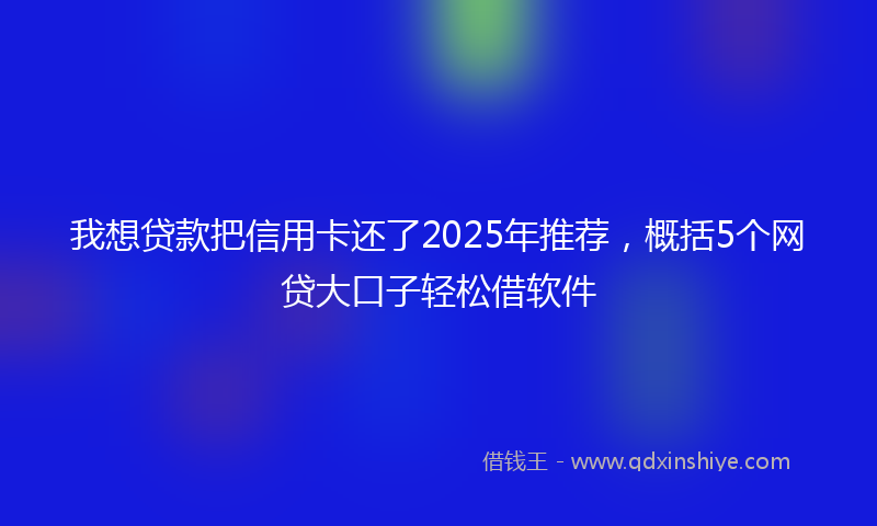 我想贷款把信用卡还了2025年推荐，概括5个网贷大口子轻松借软件