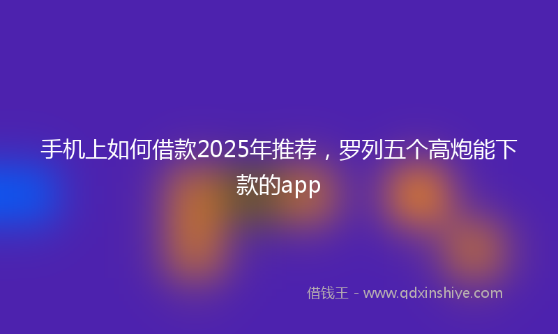 手机上如何借款2025年推荐，罗列五个高炮能下款的app