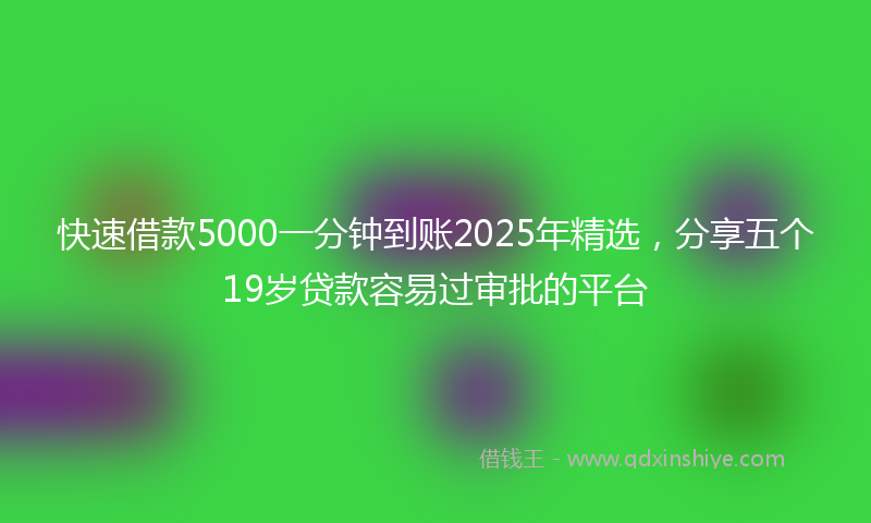快速借款5000一分钟到账2025年精选，分享五个19岁贷款容易过审批的平台