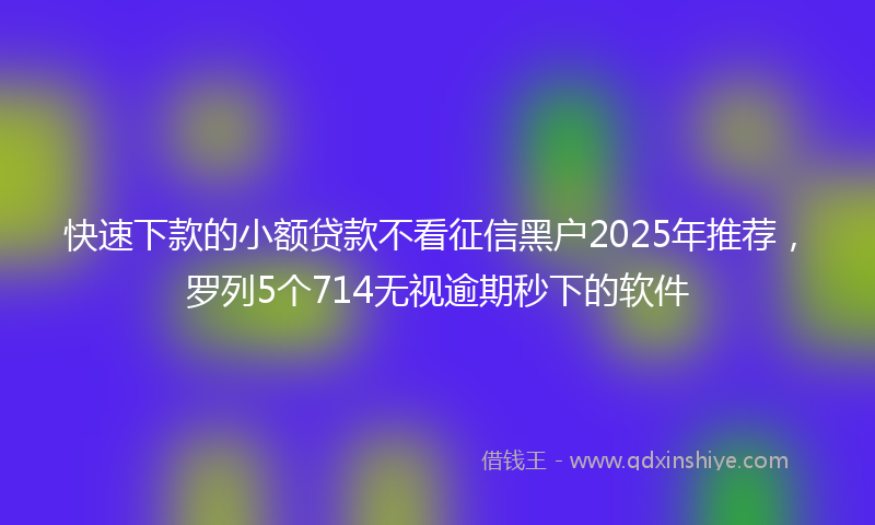 快速下款的小额贷款不看征信黑户2025年推荐，罗列5个714无视逾期秒下的软件