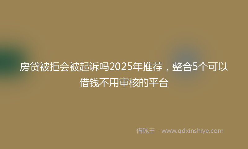 房贷被拒会被起诉吗2025年推荐，整合5个可以借钱不用审核的平台
