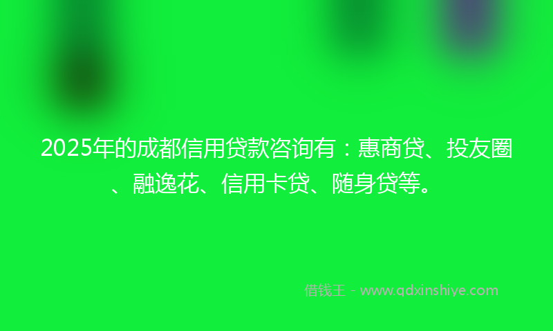 2025年的成都信用贷款咨询有：惠商贷、投友圈、融逸花、信用卡贷、随身贷等。