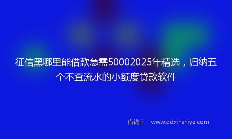 征信黑哪里能借款急需50002025年精选，归纳五个不查流水的小额度贷款软件