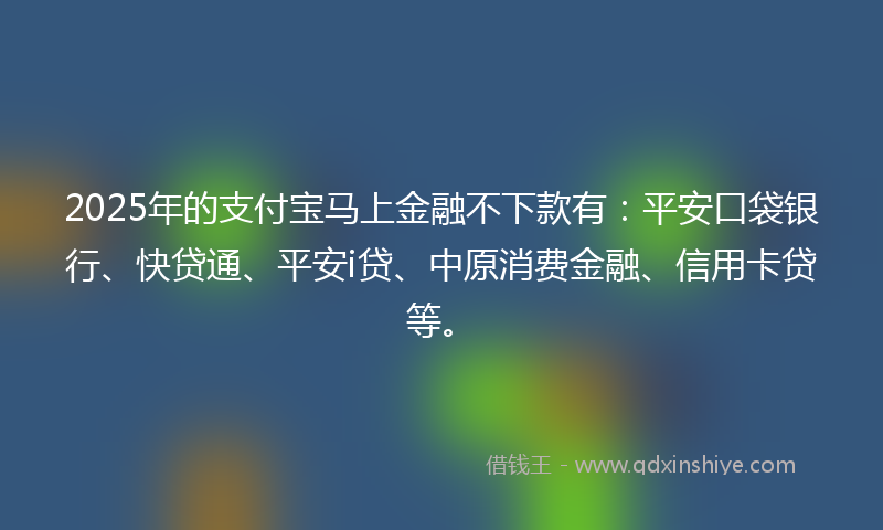2025年的支付宝马上金融不下款有：平安口袋银行、快贷通、平安i贷、中原消费金融、信用卡贷等。