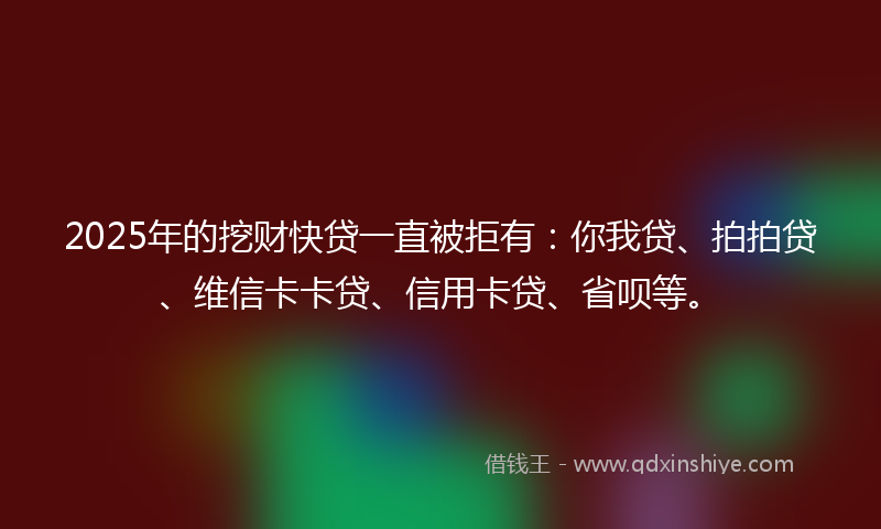 2025年的挖财快贷一直被拒有：你我贷、拍拍贷、维信卡卡贷、信用卡贷、省呗等。