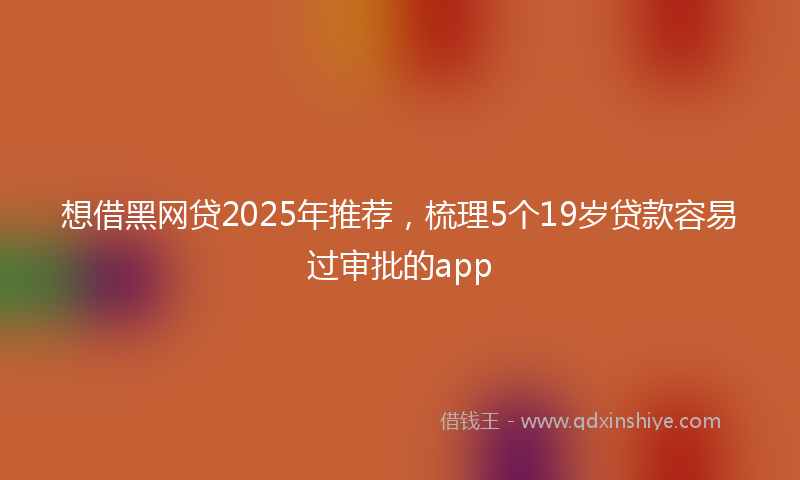 想借黑网贷2025年推荐，梳理5个19岁贷款容易过审批的app