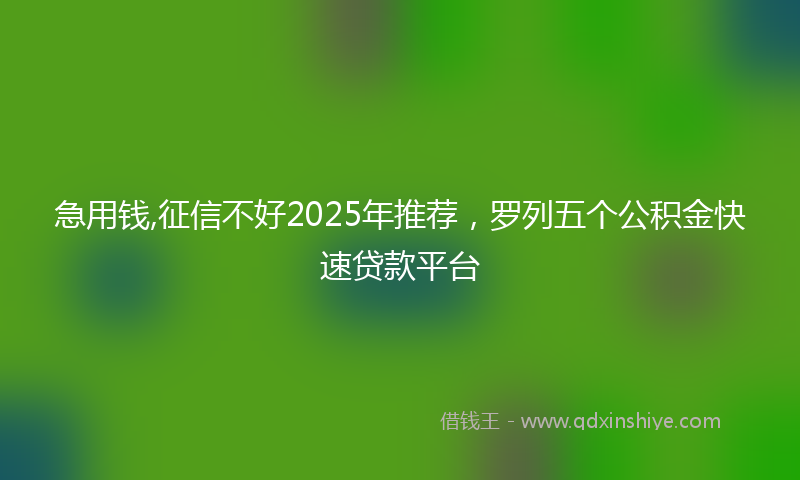 急用钱,征信不好2025年推荐，罗列五个公积金快速贷款平台