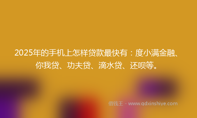 2025年的手机上怎样贷款最快有：度小满金融、你我贷、功夫贷、滴水贷、还呗等。
