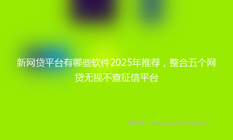 新网贷平台有哪些软件2025年推荐，整合五个网贷无视不查征信平台