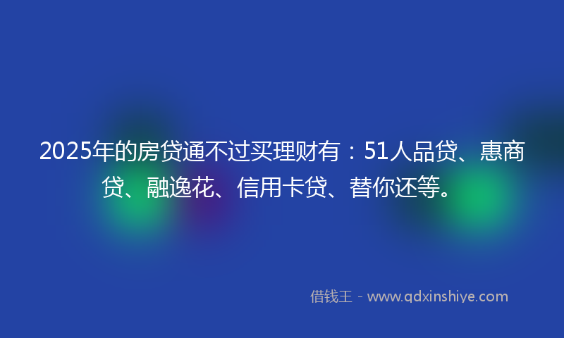 2025年的房贷通不过买理财有：51人品贷、惠商贷、融逸花、信用卡贷、替你还等。