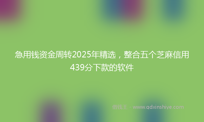 急用钱资金周转2025年精选，整合五个芝麻信用439分下款的软件
