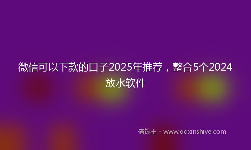 微信可以下款的口子2025年推荐，整合5个2024放水软件