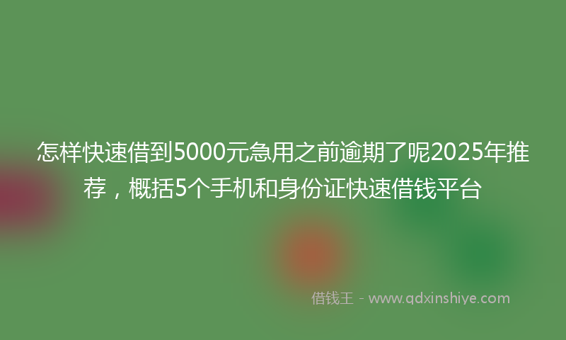 怎样快速借到5000元急用之前逾期了呢2025年推荐，概括5个手机和身份证快速借钱平台