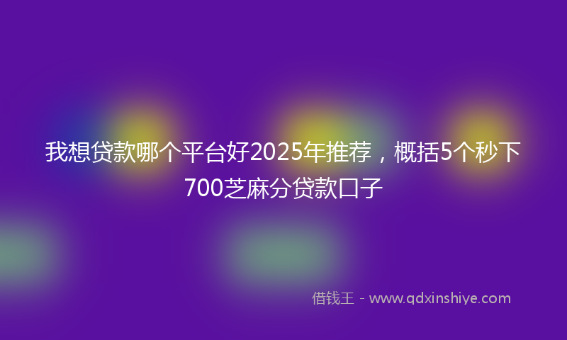 我想贷款哪个平台好2025年推荐，概括5个秒下700芝麻分贷款口子