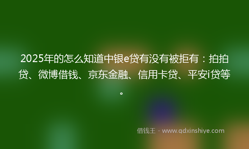 2025年的怎么知道中银e贷有没有被拒有：拍拍贷、微博借钱、京东金融、信用卡贷、平安i贷等。