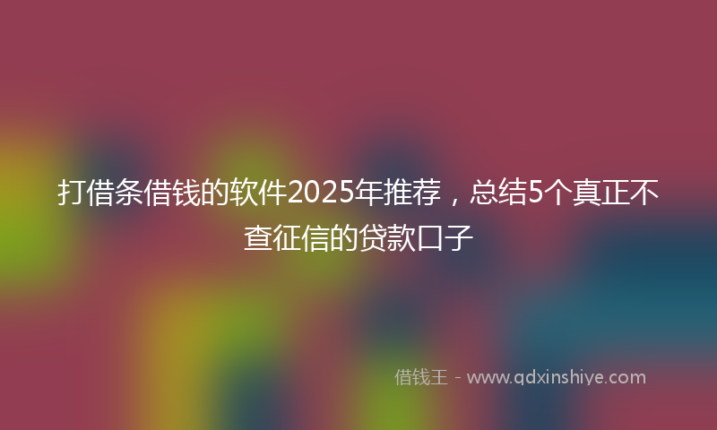打借条借钱的软件2025年推荐，总结5个真正不查征信的贷款口子