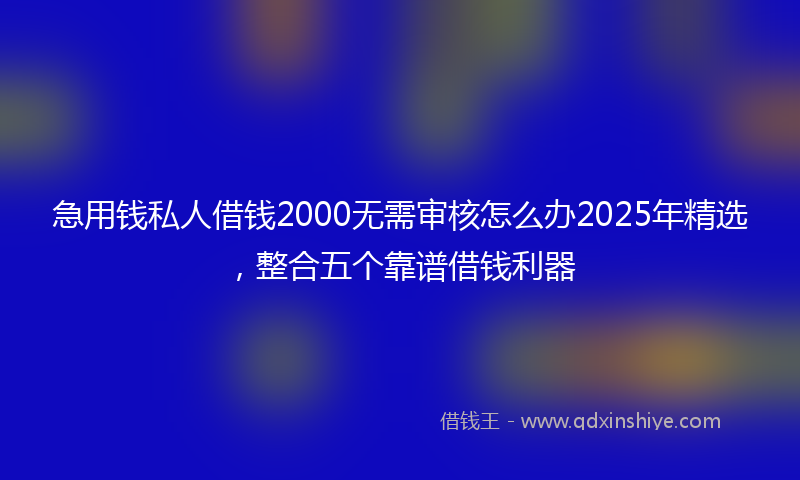 急用钱私人借钱2000无需审核怎么办2025年精选，整合五个靠谱借钱利器