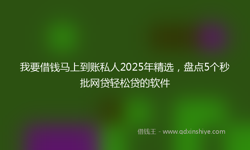 我要借钱马上到账私人2025年精选，盘点5个秒批网贷轻松贷的软件