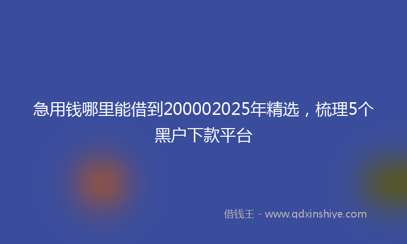 急用钱哪里能借到200002025年精选，梳理5个黑户下款平台