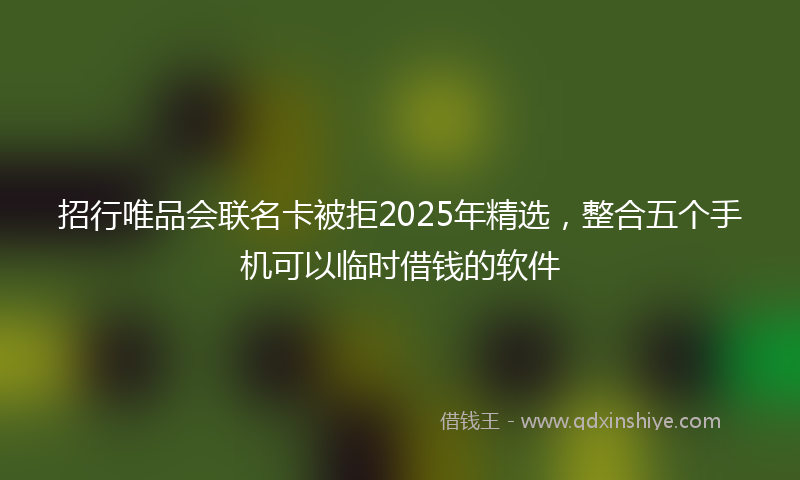 招行唯品会联名卡被拒2025年精选，整合五个手机可以临时借钱的软件