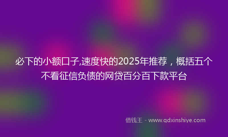 必下的小额口子,速度快的2025年推荐，概括五个不看征信负债的网贷百分百下款平台