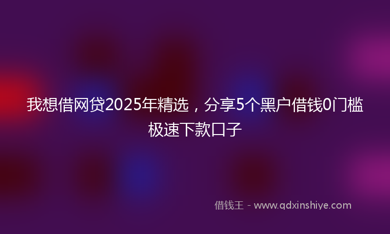 我想借网贷2025年精选，分享5个黑户借钱0门槛极速下款口子