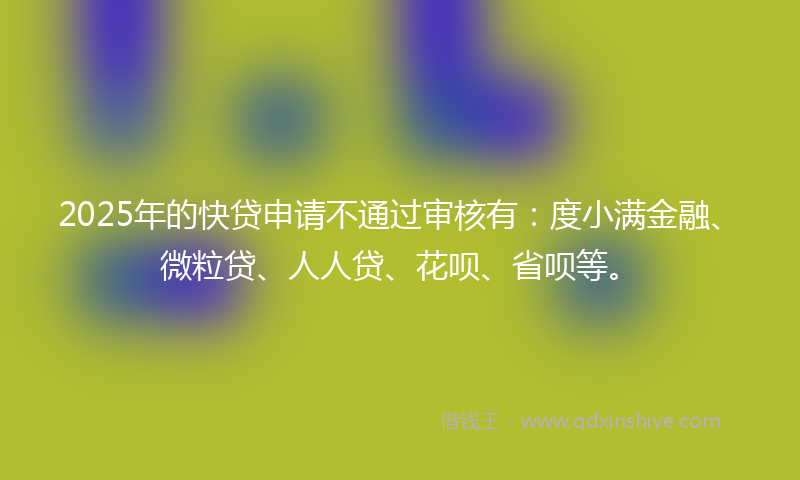 2025年的快贷申请不通过审核有：度小满金融、微粒贷、人人贷、花呗、省呗等。