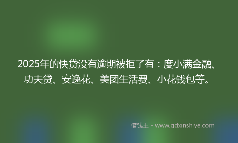 2025年的快贷没有逾期被拒了有：度小满金融、功夫贷、安逸花、美团生活费、小花钱包等。