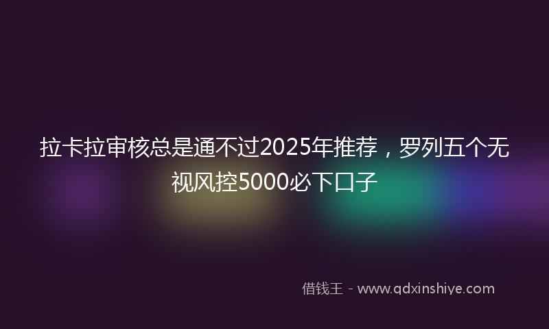 拉卡拉审核总是通不过2025年推荐，罗列五个无视风控5000必下口子